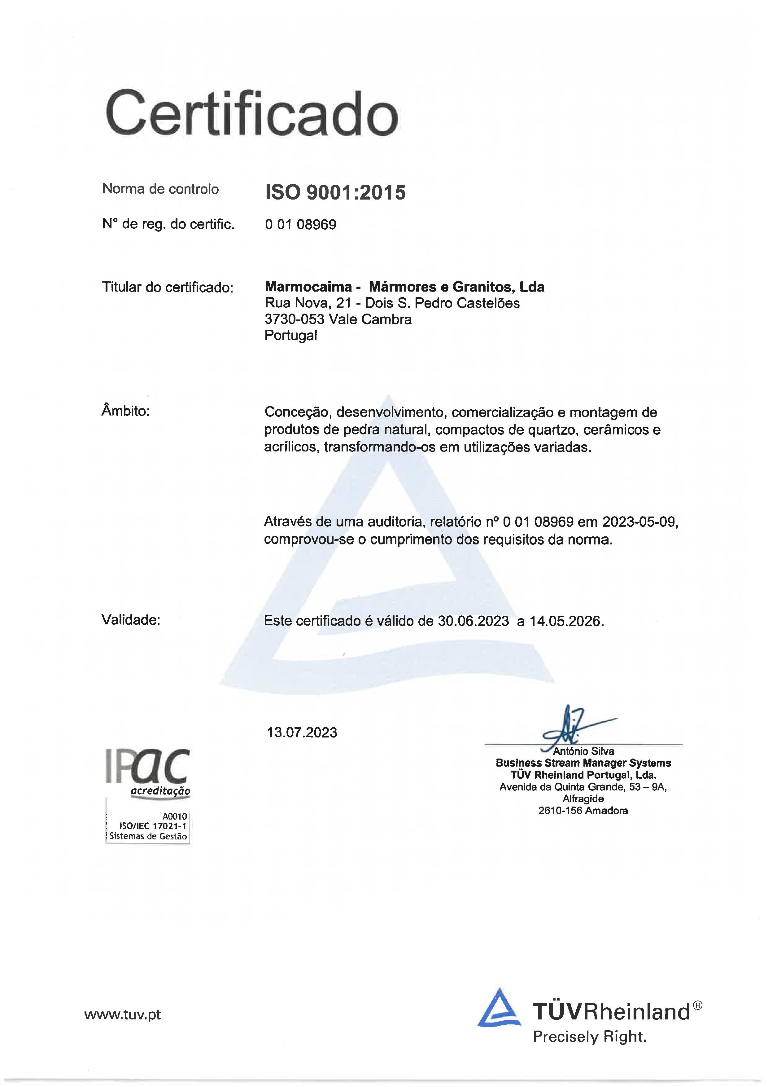 Certificado ISO 9001-2015:Qualidade